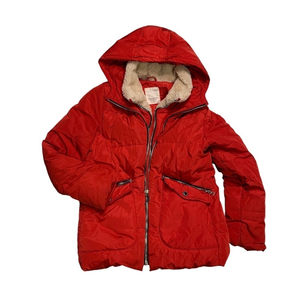 Zara girls 13-14Y red down filled puffer jacket